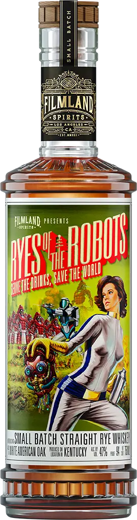 Explore Filmland Spirits’ Ryes of the Robots Small Batch Rye Whiskey. Spicy rye, caramel, and oak flavors meet sci-fi storytelling for a one-of-a-kind sipping experience.  