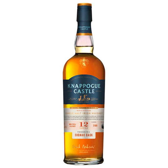 Discover the elegance of Knappogue Castle 12 Years Old Cognac Finish. Aged to perfection in bourbon barrels and finished in Cognac casks for a rich, layered flavor.