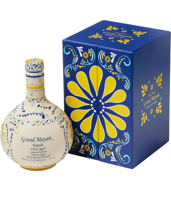 Discover Grand Mayan Tequila Ultra Aged Limited Edition. A premium, expertly aged tequila with rich notes of caramel and vanilla in a stunning ceramic decanter.