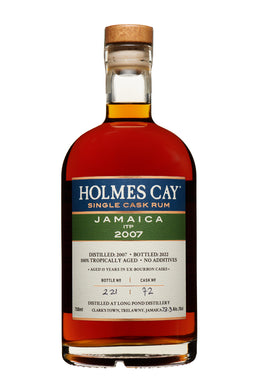 Explore Holmes Cay Jamaica ITP 2007, a 15-year aged rum with complex notes of tropical fruit, spice, and oak. Cask strength, unadulterated perfection.