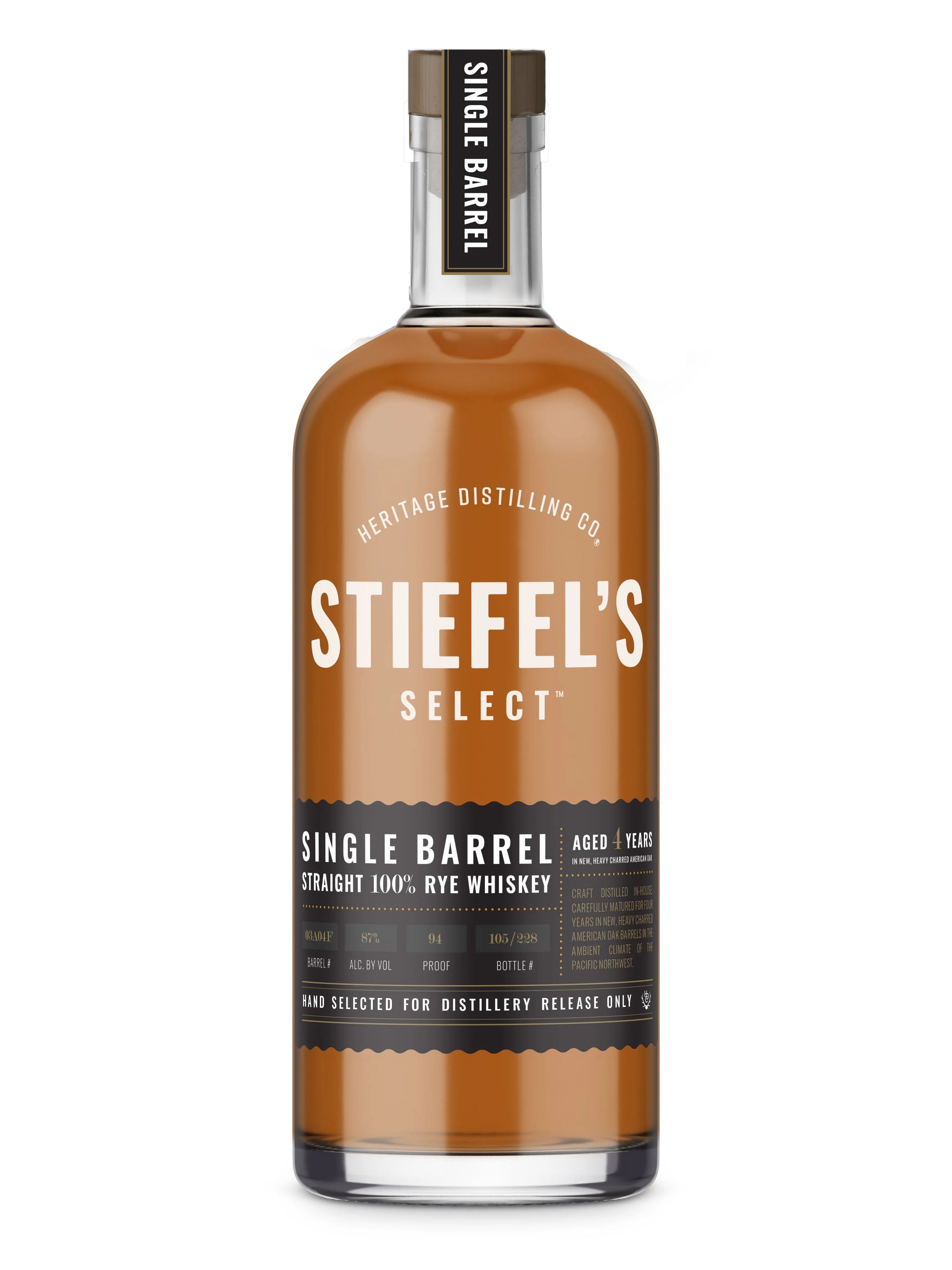 Heritage Distilling Co. Stiefel's Select Single Barrel: Straight Rye Whiskey