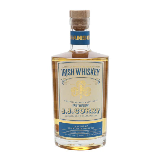 Discover JJ Corry The Hanson Irish Whiskey, a fresh and versatile blend of grain and malt whiskeys with notes of citrus, honey, and vanilla. Perfect for sipping or cocktails!  