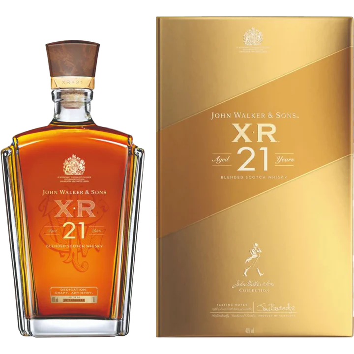 Discover the rich flavors of Johnnie Walker XR 21 Year Old. Aged for 21 years, this Scotch whisky offers an exquisite blend of dried fruits, honey, and spiced oak—perfect for connoisseurs.  