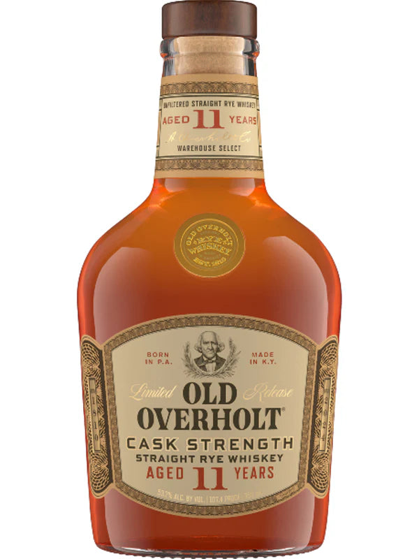 Experience the rich flavor of Old Overholt 11 Year Old Cask Strength Rye Whiskey. Aged to perfection and bottled at cask strength for an intense, refined taste.  