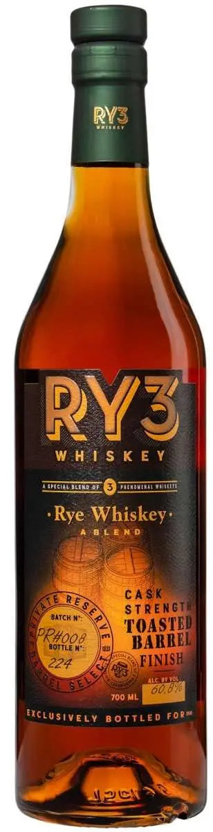 RY3 Whiskey Cask Strength Toasted Barrel Finish Rye