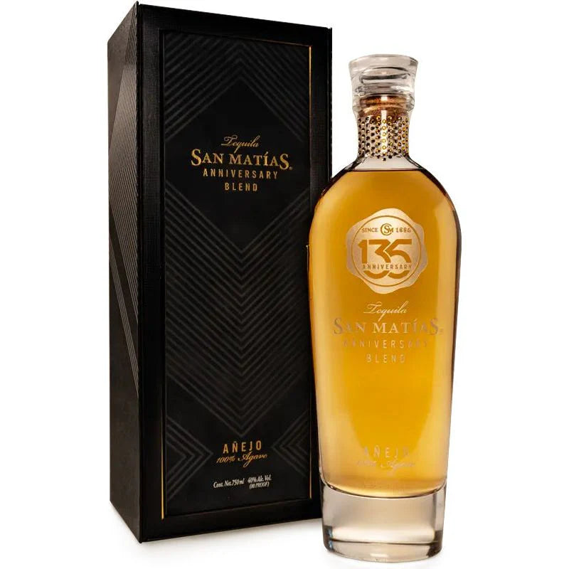 Celebrate 135 years of tequila craftsmanship with San Matias Anniversary Añejo Tequila. Rich flavors, premium quality, and limited availability—experience it today!