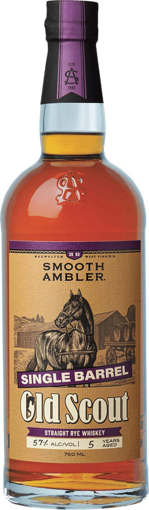 Smooth Amber Old Scout Single Barrel Straight Rye Whiskey