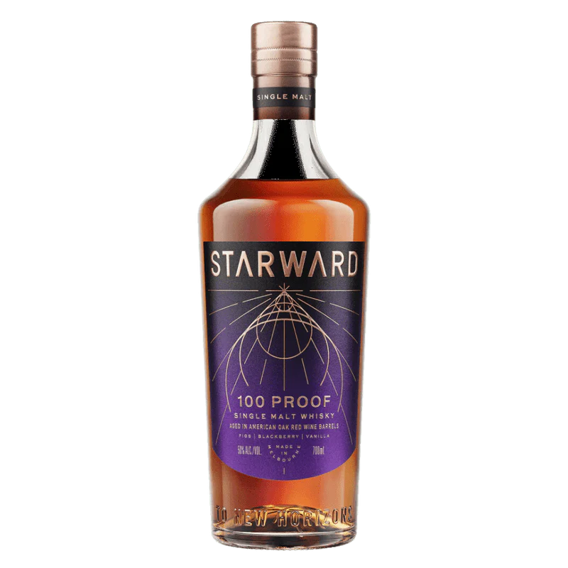 Discover the rich, bold taste of Starward Australian Single Malt 100 Proof. Aged in red wine barrels and bottled at 50% ABV for a full-bodied, unforgettable finish.