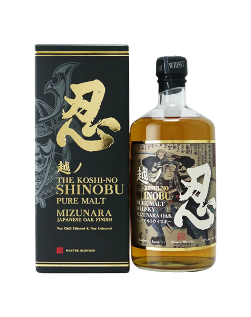 Experience The Koshi-No Shinobu Pure Malt Mizunara, crafted with precision and aged in rare Mizunara oak casks. Perfect for connoisseurs and collectors!  