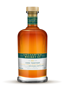 Indulge in the limited-edition Uncharted Whisky Co. Come Together - The Speyside Distillery 10 Year Single Malt Scotch. A harmonious blend of sherry and bourbon casks with notes of toffee, marzipan, and chocolate. Natural and unchill-filtered—crafted for true whisky connoisseurs!