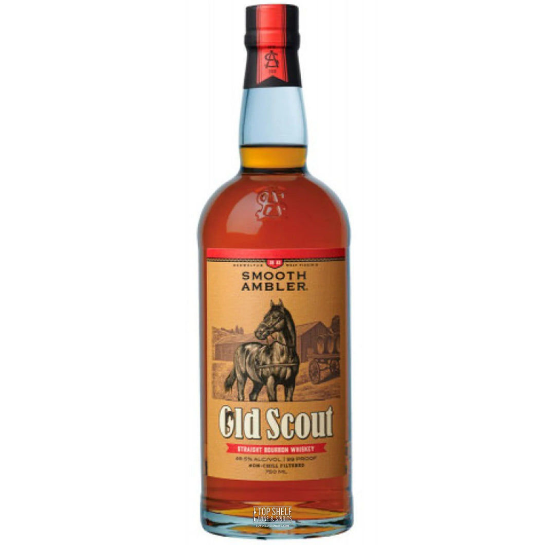 Smooth Ambler Old Scout 5 Year Straight Bourbon features rich caramel, vanilla, and oak flavors. Aged to perfection, it’s perfect neat, on the rocks, or in cocktails!