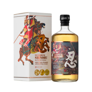 Experience the exquisite craftsmanship of The Shinobu Blended Malt. Aged to perfection in Mizunara oak, enjoy a rich harmony of honey, vanilla, and oak-spice flavors.