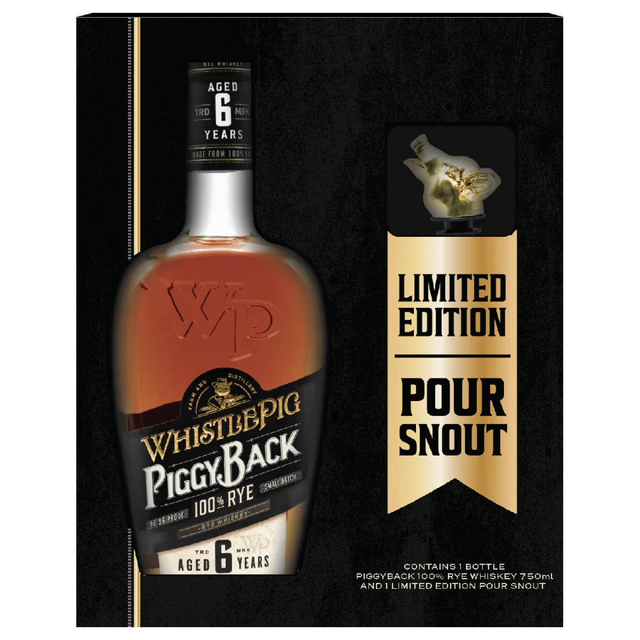 WhistlePig Piggyback Rye Whiskey 6 Year Old with Pour Spout