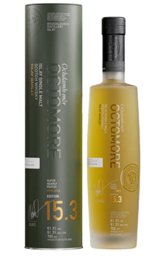 Discover the Bruichladdich Octomore 15.3, a bold Islay single malt crafted with 100% Islay-grown barley. Explore its rich smoky profile and elegant complexity.