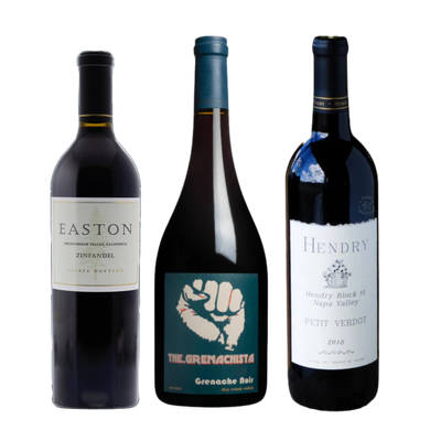 Discover the Taster's Club Red Wine Bundle featuring Easton Wines Zinfandel 2013, The Grenachista Grenache Noir 2016, and Hendry Petit Verdot 2019. A curated trio of exceptional flavors for wine lovers!

