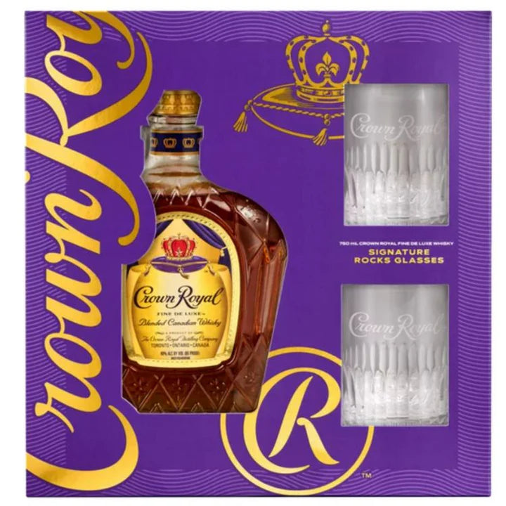 Crown Royal Canadian Whiskey Gift Set with 2 Glasses 750 ml