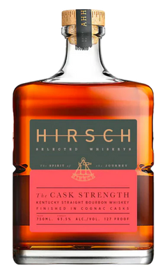 Discover Hirsch Cask Strength Cognac Finished Bourbon—crafted with bold notes of caramel, oak, and dried fruit from its unique cognac cask finish. Perfect for bourbon lovers.