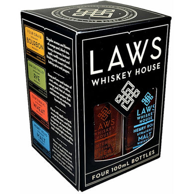 Taste the best of Laws Whiskey House with our 4x100ml Sample Pack. Includes four handcrafted whiskeys and a Virtual Tasting experience. Perfect for gifts or first-time tasters!