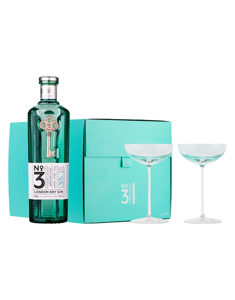No 3 London Dry Gin with Martini Glasses Gift Set