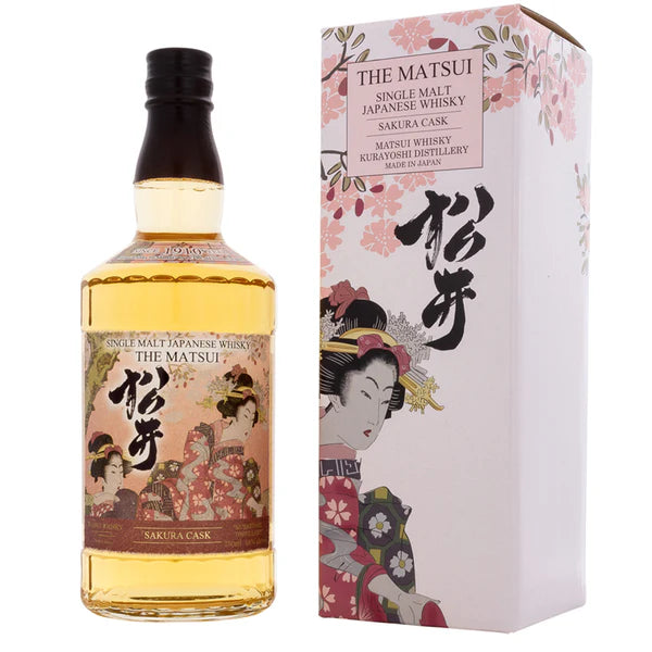 Experience the Matsui Whisky Sakura Cask Single Malt, aged in cherry blossom casks for a smooth, floral, and refined taste. Perfect for whisky lovers.