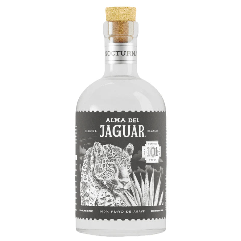 Unleash the spirit of Alma del Jaguar Tequila Nocturna High Proof Blanco. Crafted from 100% blue Weber agave, it’s bold, flavorful, and perfect for your next adventure.