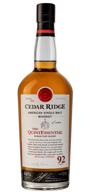 Discover the rich complexity of Cedar Ridge The QuintEssential American Single Malt. Award-winning, expertly aged, and crafted to perfection. Taste tradition reimagined!