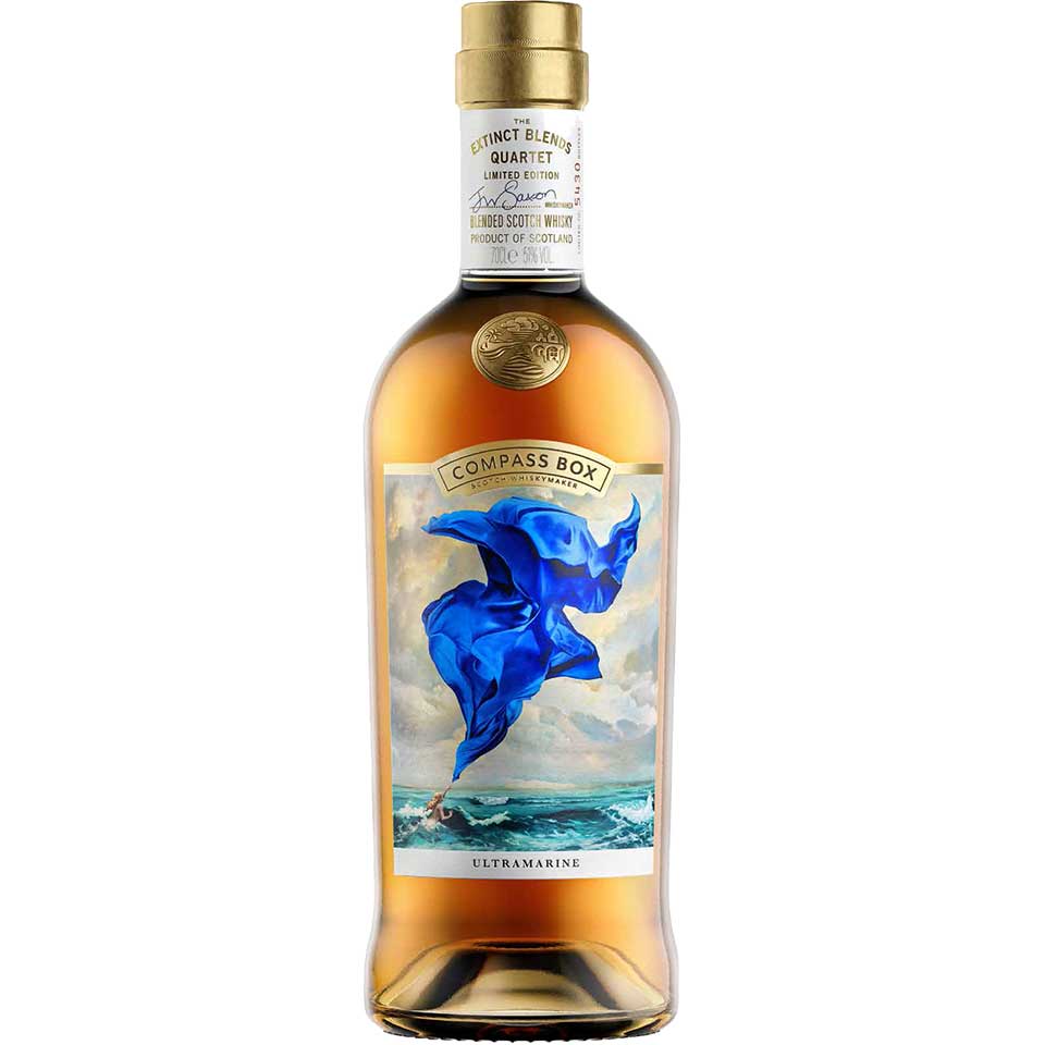 Discover Compass Box The Extinct Blends Quartet Ultramarine—a luxurious Scotch whisky inspired by the iconic blends of the 1970s. Rich, smoky, and unforgettable.